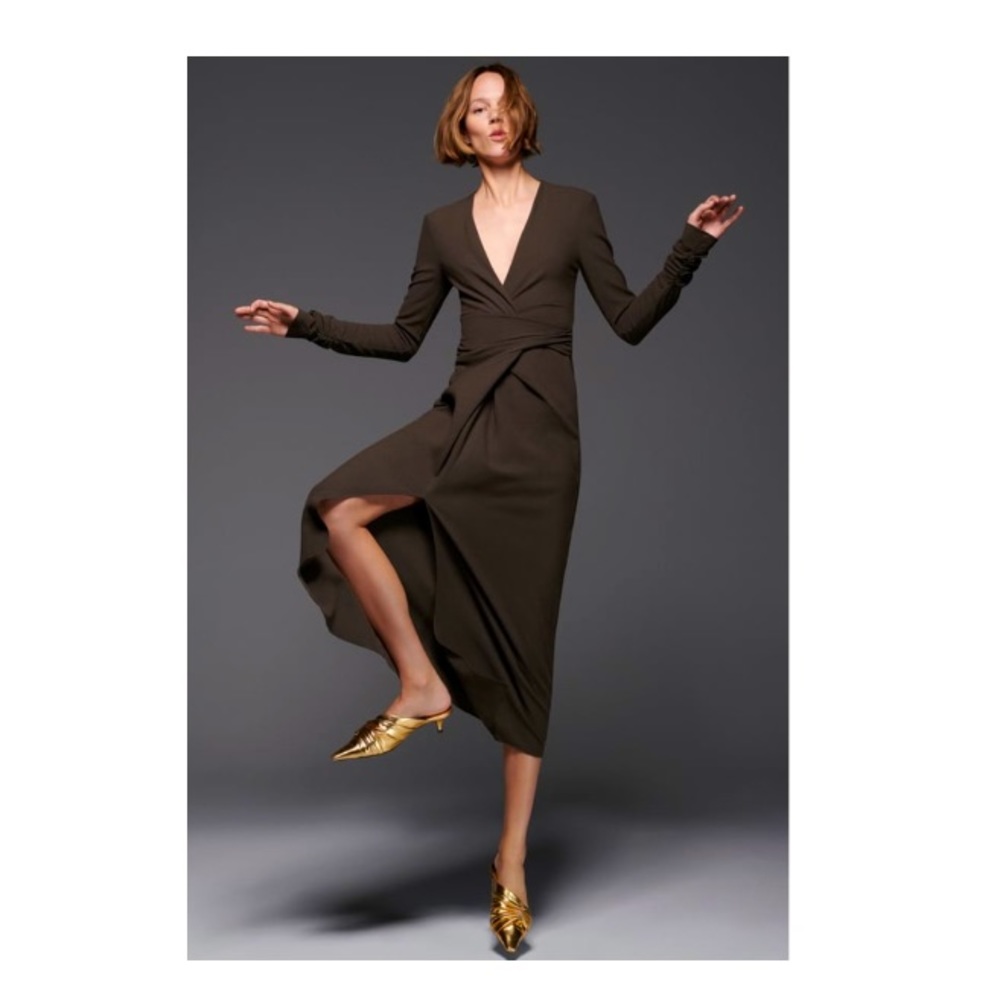 DRAPED WOOL BLEND DRESS! NWT!!! - Picture 2 of 3